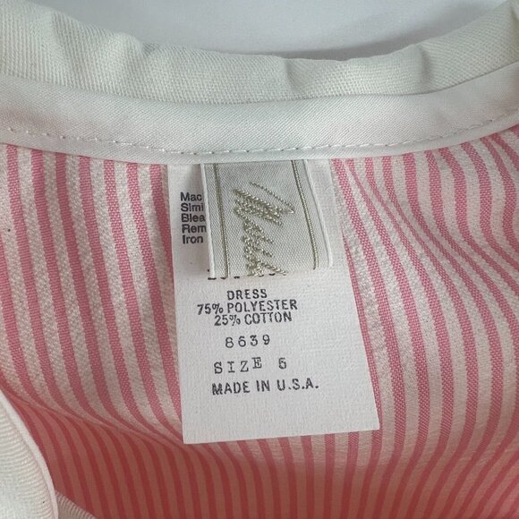 Vintage NWT Marshall Field's Girl's Pink Seersucker Sailor Dress Size 6 - Picture 2 of 4